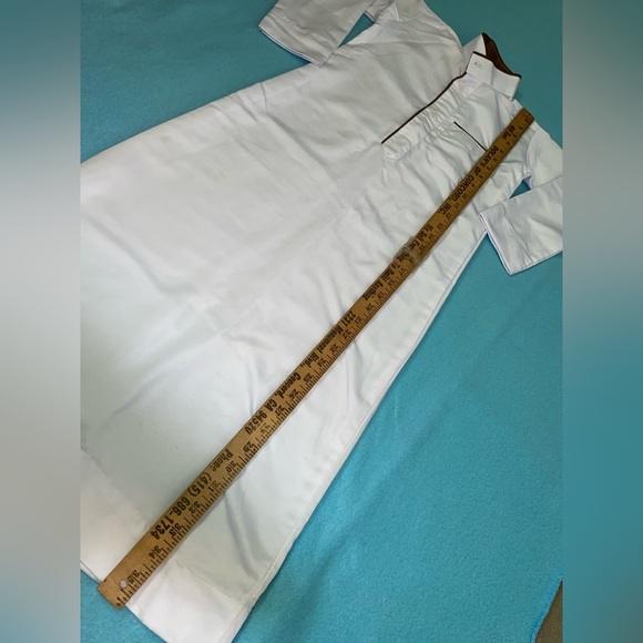 Throbe prayer robe silky white long sleeve mock neck chest pocket NEW size S - Picture 5 of 7